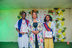 Year 12 graduates in colorful outfits smiling and receiving awards at Powerfields Schools valedictory service, a top boarding school in Lagos